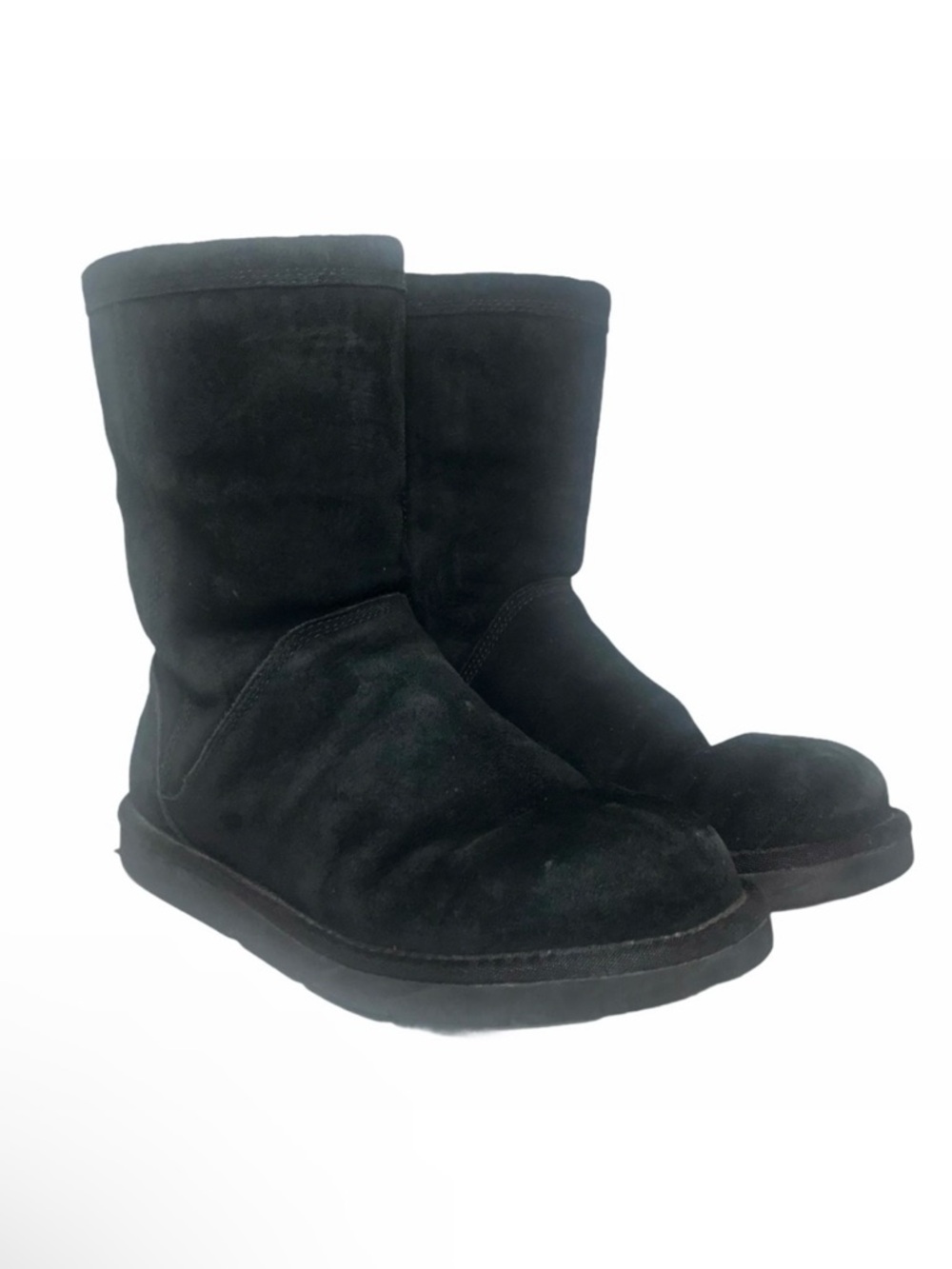 UGG 1889 Roslynn Black Suede Side Zip Boots Sheepskin Lined